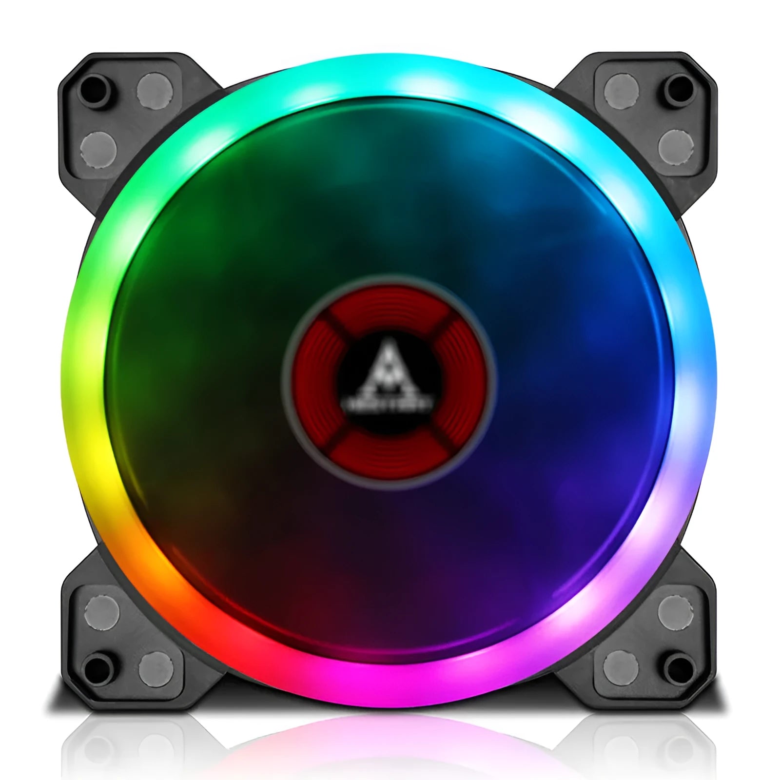 12cm camouflage pattern RGB colour-changing PC cooling fan with integrated speaker.