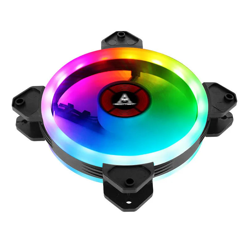 12cm camouflage pattern RGB colour-changing PC cooling fan with integrated speaker.