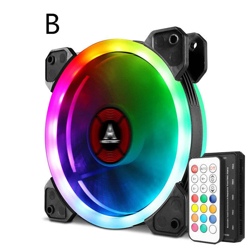 12cm camouflage pattern RGB colour-changing PC cooling fan with integrated speaker.