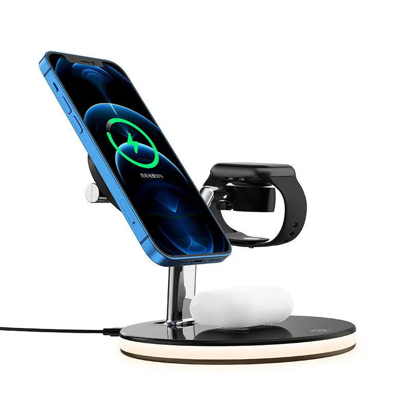 15W magnetic wireless fast charger folded and unfolded showing black and white colour options