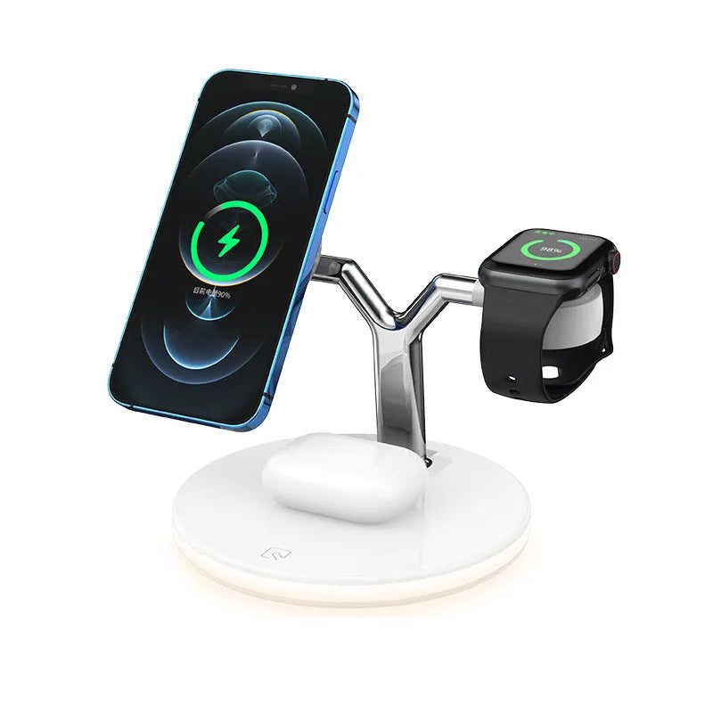 15W magnetic wireless fast charger folded and unfolded showing black and white colour options