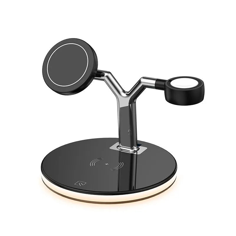 15W magnetic wireless fast charger folded and unfolded showing black and white colour options