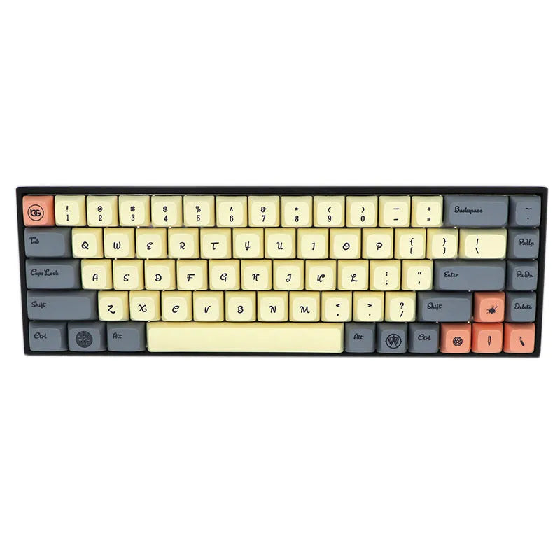 Set of PBT keycaps for a 68-key mechanical keyboard in multiple colour options.