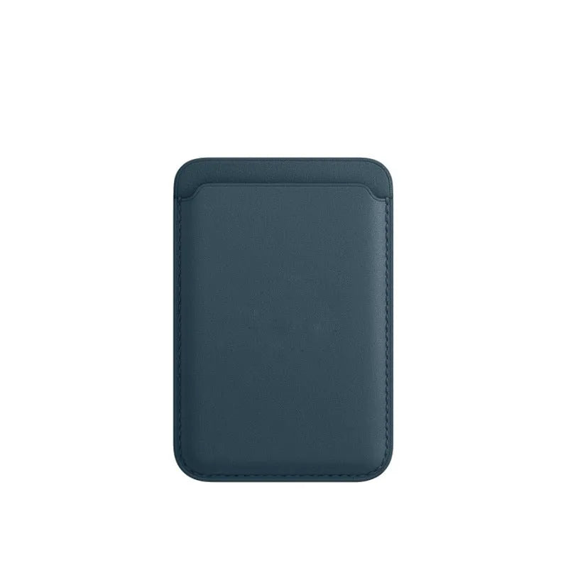 Black MagSafe-compatible iPhone case with integrated magnetic card holder in PU leather