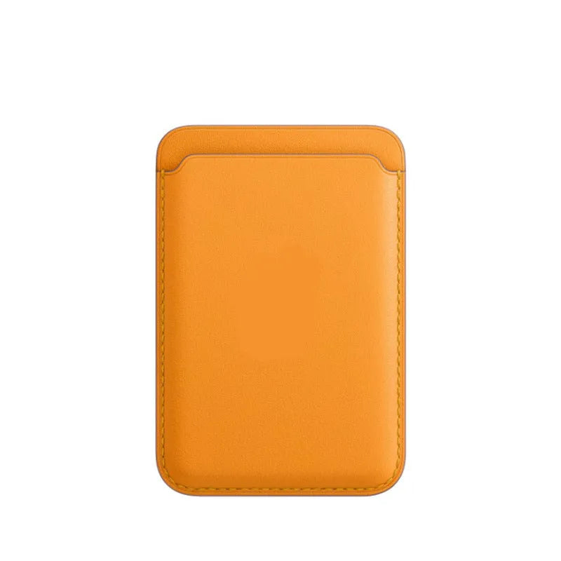 Black MagSafe-compatible iPhone case with integrated magnetic card holder in PU leather