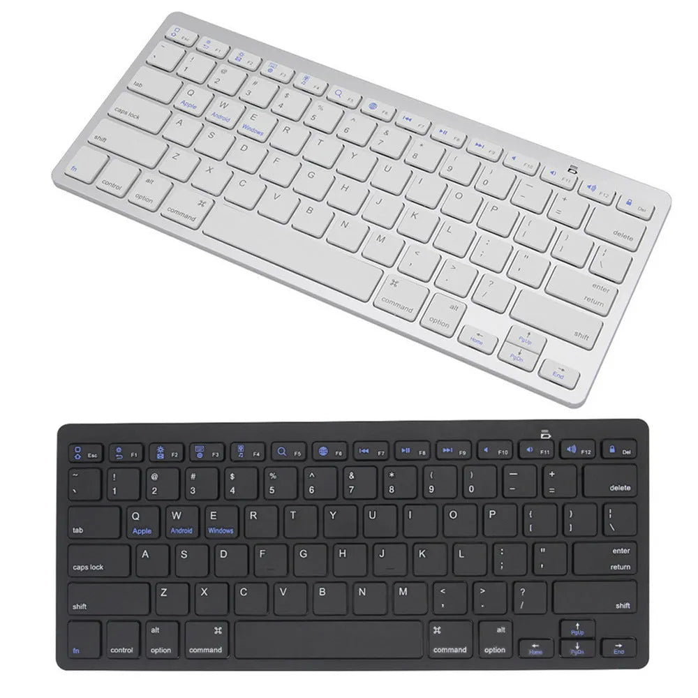 Ultra-thin mini portable wireless Bluetooth keyboard in black for phone, tablet, and computer