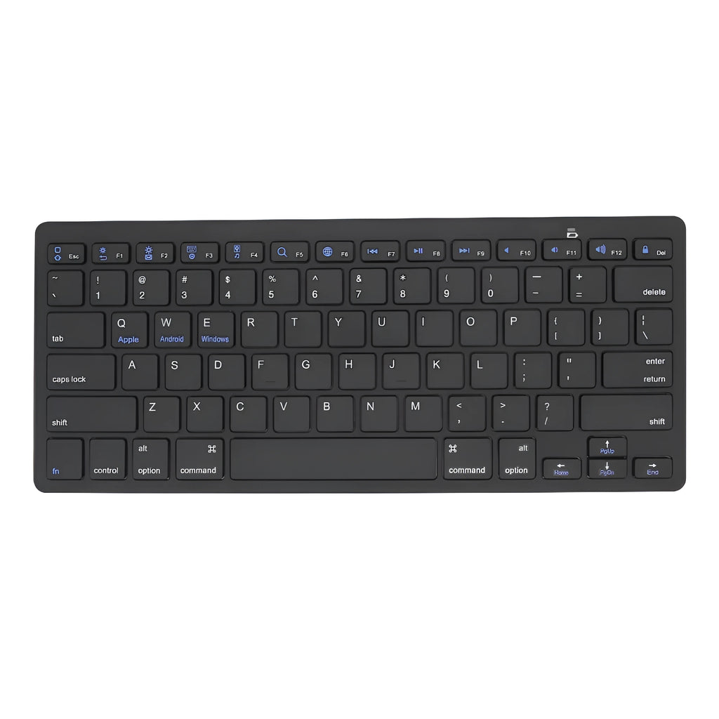 Ultra-thin mini portable wireless Bluetooth keyboard in black for phone, tablet, and computer