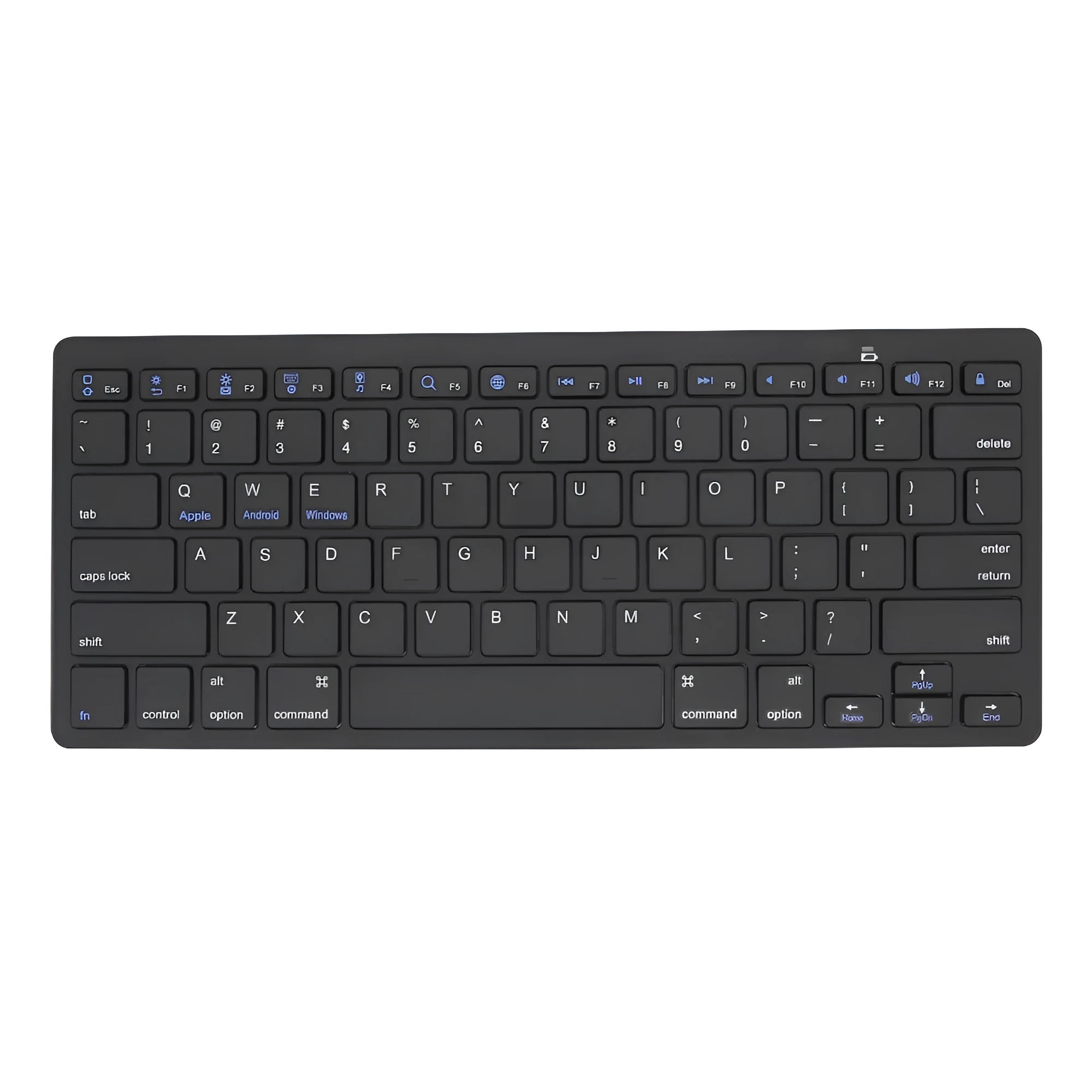 Ultra-thin mini portable wireless Bluetooth keyboard in black for phone, tablet, and computer