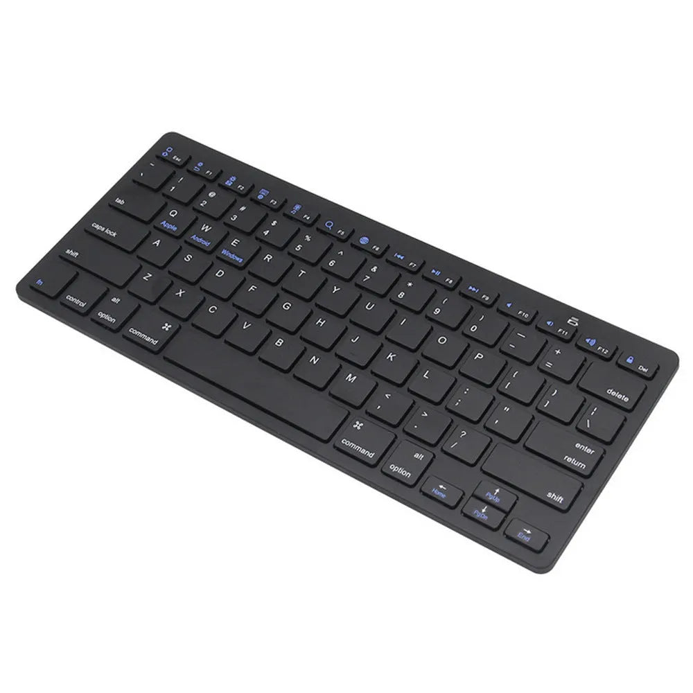 Ultra-thin mini portable wireless Bluetooth keyboard in black for phone, tablet, and computer