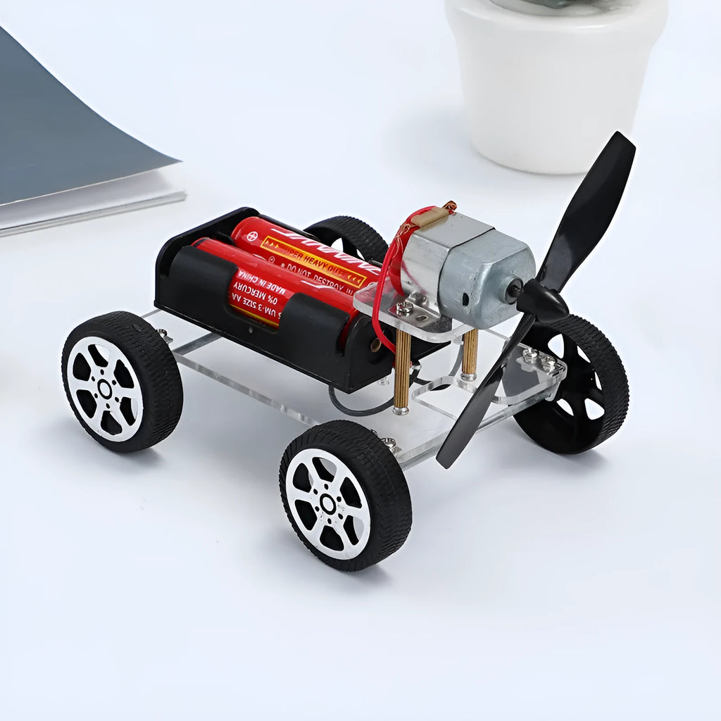 Wind car DIY electronic science kit with acrylic, metal and plastic components for children's physics experiments