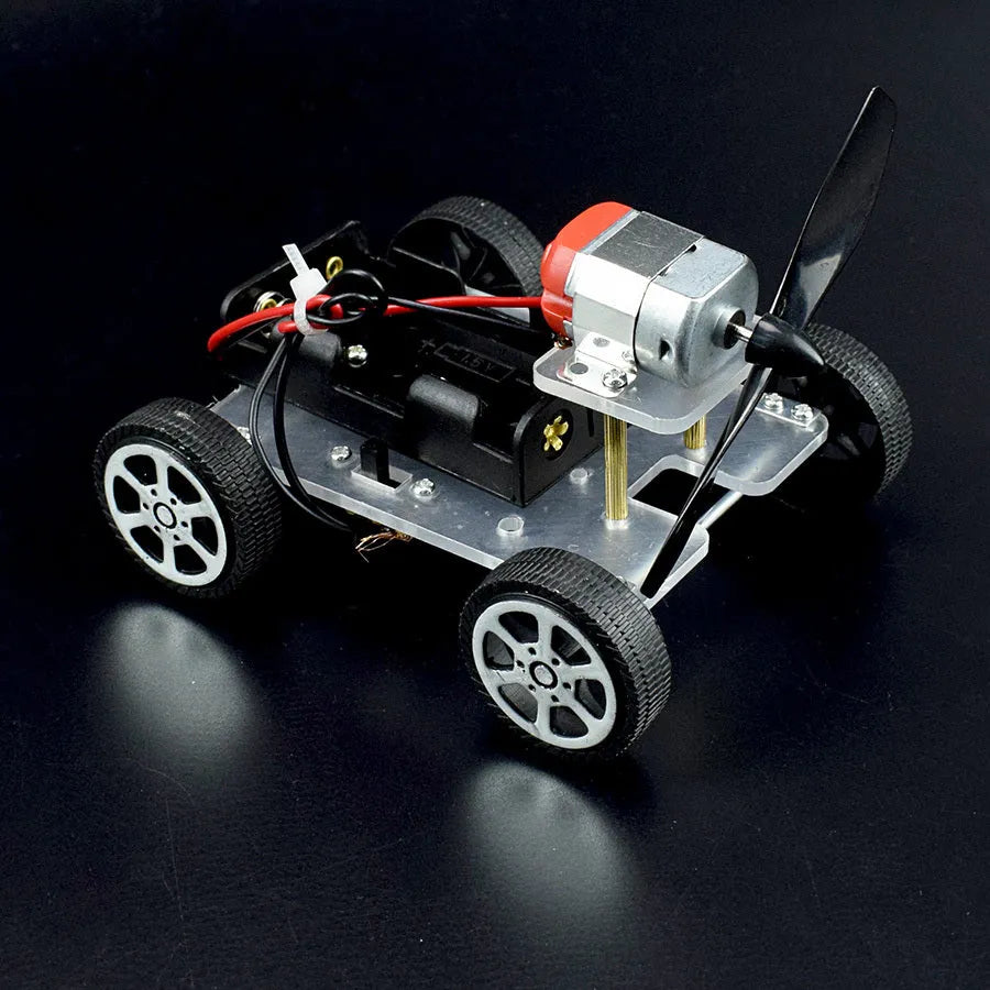Wind car DIY electronic science kit with acrylic, metal and plastic components for children's physics experiments