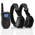 Waterproof remote control dog training device in black ABS casing with charging cable