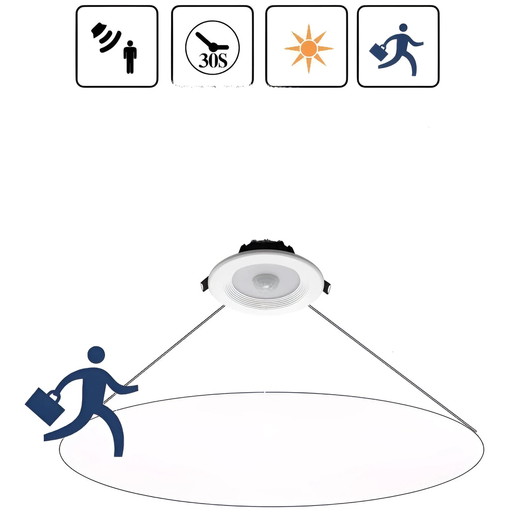 Infrared body sensing LED down light with aluminium housing for kitchen, study and toilet installation