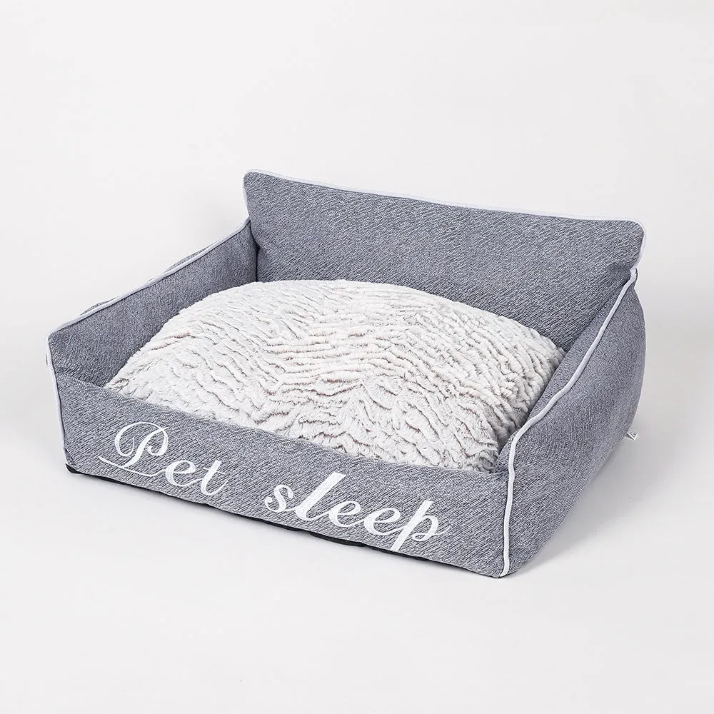 Warm cloth cat litter kennel pet bed in Blue, Gray, or Green, sizes S to XL from 48x38x20cm to 80x60x26cm