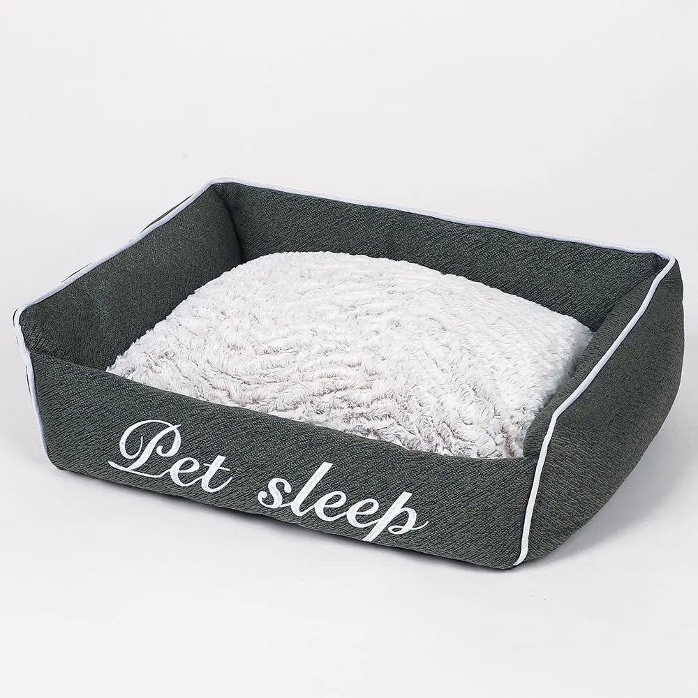Warm cloth cat litter kennel pet bed in Blue, Gray, or Green, sizes S to XL from 48x38x20cm to 80x60x26cm