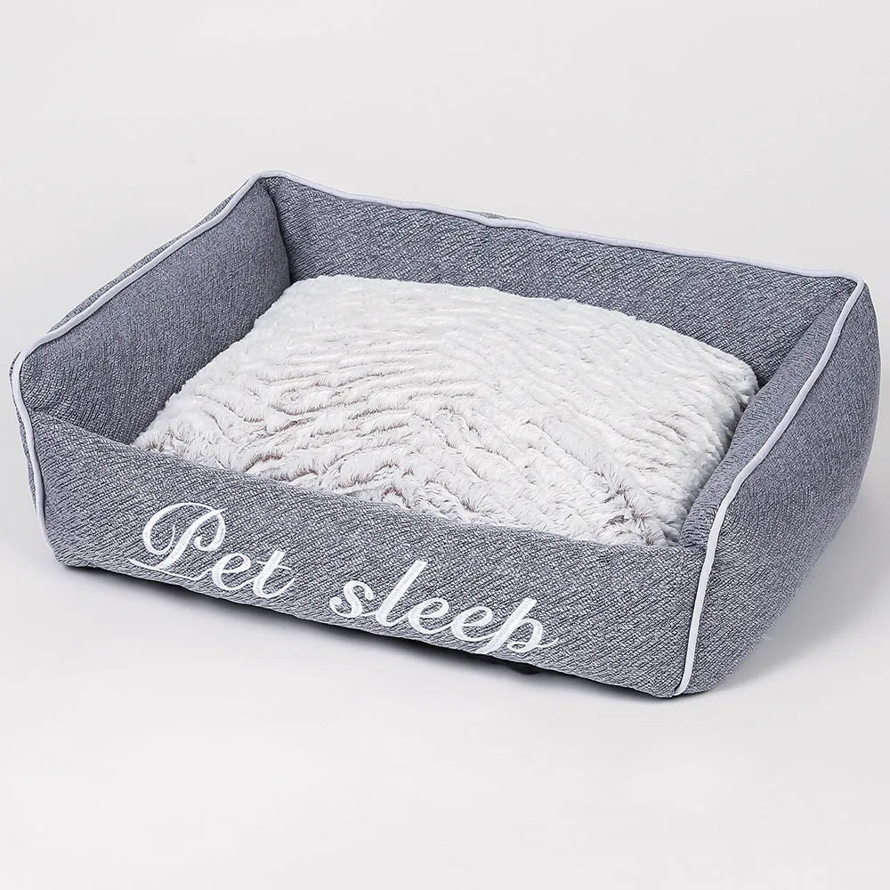 Warm cloth cat litter kennel pet bed in Blue, Gray, or Green, sizes S to XL from 48x38x20cm to 80x60x26cm