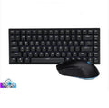 RK526 wireless mechanical keyboard and mouse set in blue, brown, or red colours with USB transmitter.