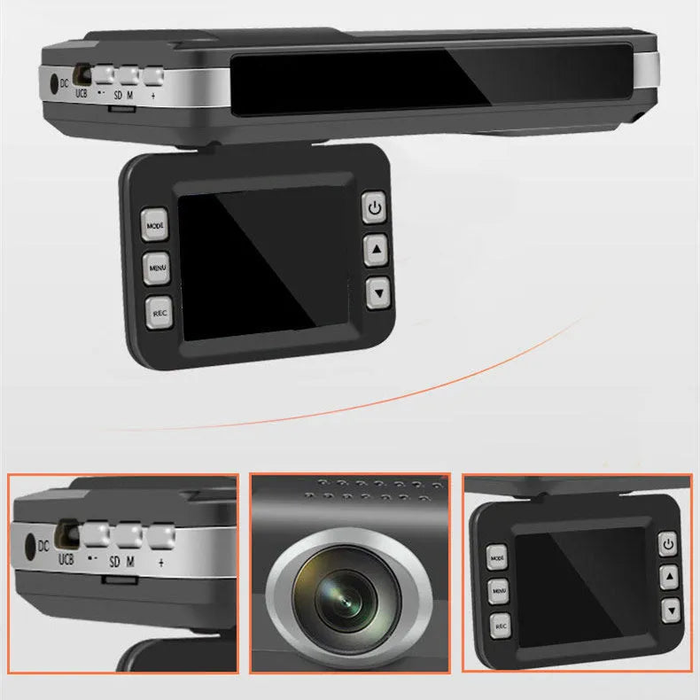 Vehicle-mounted radar speedometer car camera dash cam, 140° angle, 2 million pixel, black, for front windshield