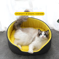 Green washable fleece-lined pet kennel for a cat, showing soft cloth construction and plush interior.
