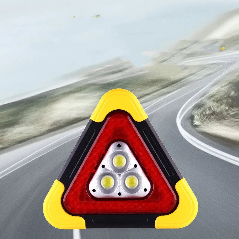 COB LED warning triangle and reflective work light in ABS and aluminium alloy, IPX5 waterproof, solar or battery model