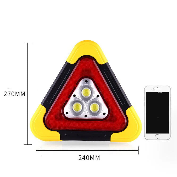 COB LED warning triangle and reflective work light in ABS and aluminium alloy, IPX5 waterproof, solar or battery model