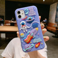 Purple silicone iPhone case with cartoon astronaut design for multiple iPhone models