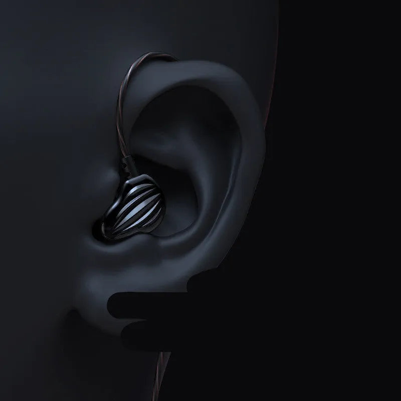 Black in-ear sports headphones with around-ear cable fit and a 3.5mm plug, shown with red and white colour options.