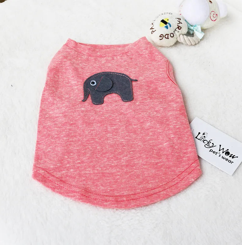 Cotton dog vest in dark blue or light blue, sizes XS to XL, with 17-37cm back length and 33-53cm bust.