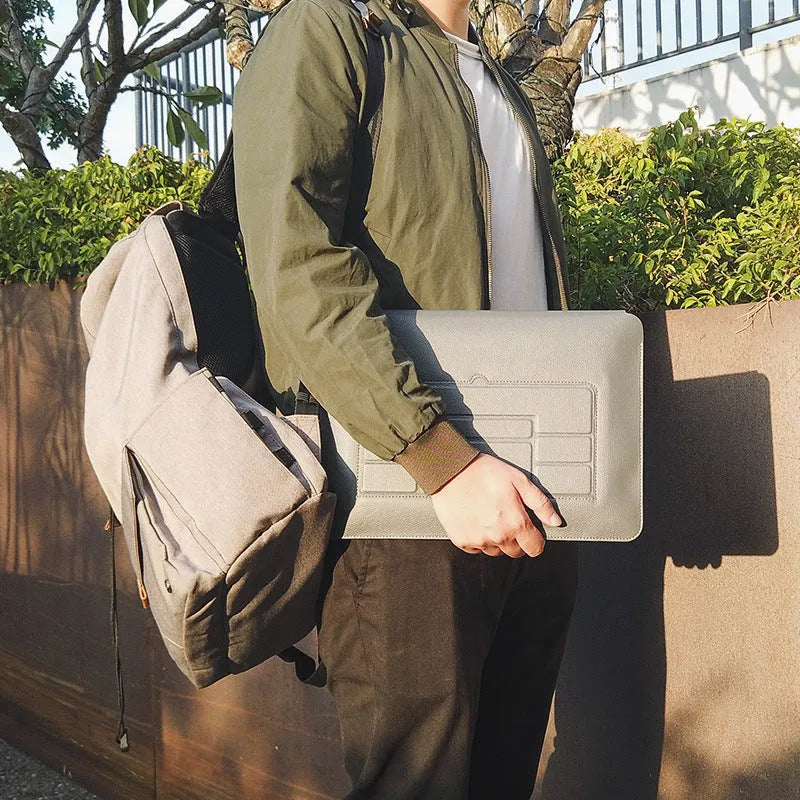 Three-in-one laptop bag with hand pad and stand in PVC waterproof material for 13 to 16 inch notebooks