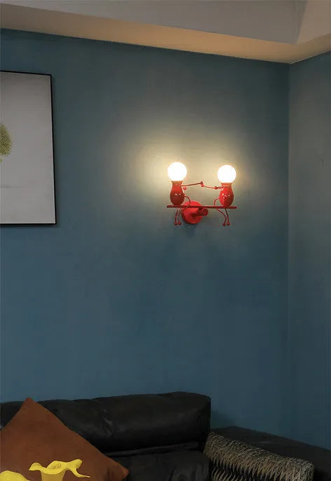 Postmodern creative wall lamp for children's bedside, E27 LED, 330x260x120mm, black red or white