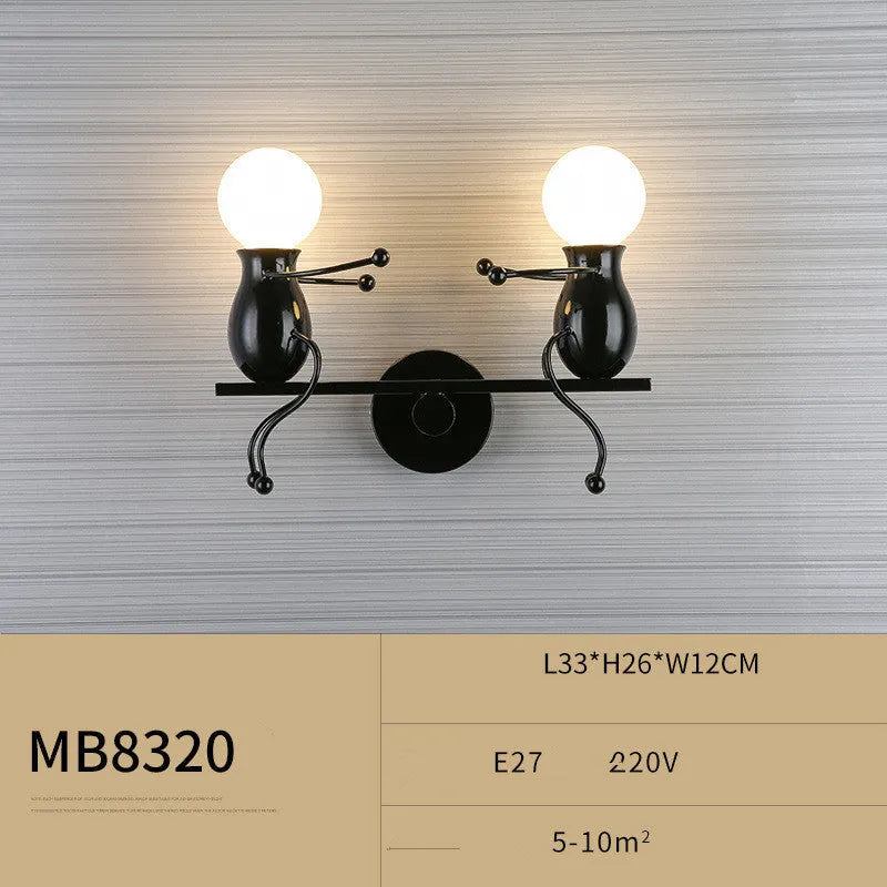 Postmodern creative wall lamp for children's bedside, E27 LED, 330x260x120mm, black red or white