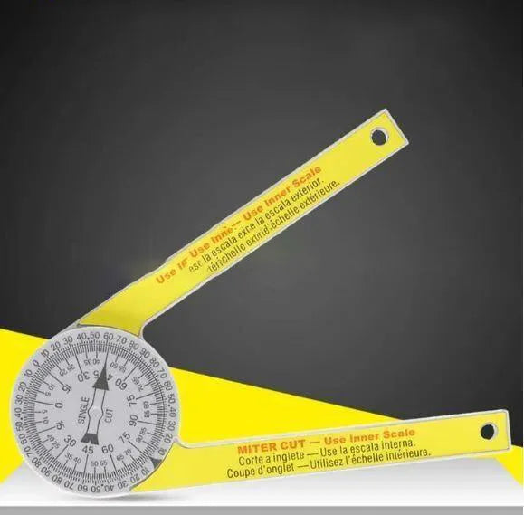 Yellow and white cross-border horizontal angle ruler with laser engraving scales for precise angle measurements