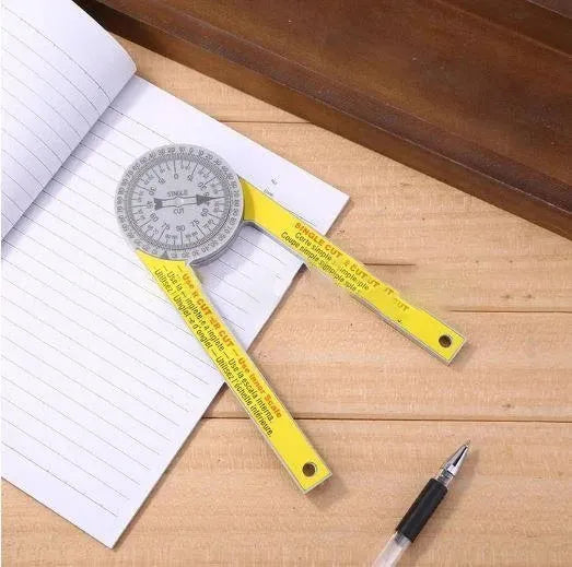 Yellow and white cross-border horizontal angle ruler with laser engraving scales for precise angle measurements