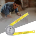 Yellow and white cross-border horizontal angle ruler with laser engraving scales for precise angle measurements
