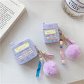 Purple silicone Apple AirPods protective case with fur ball pendant, clamshell design
