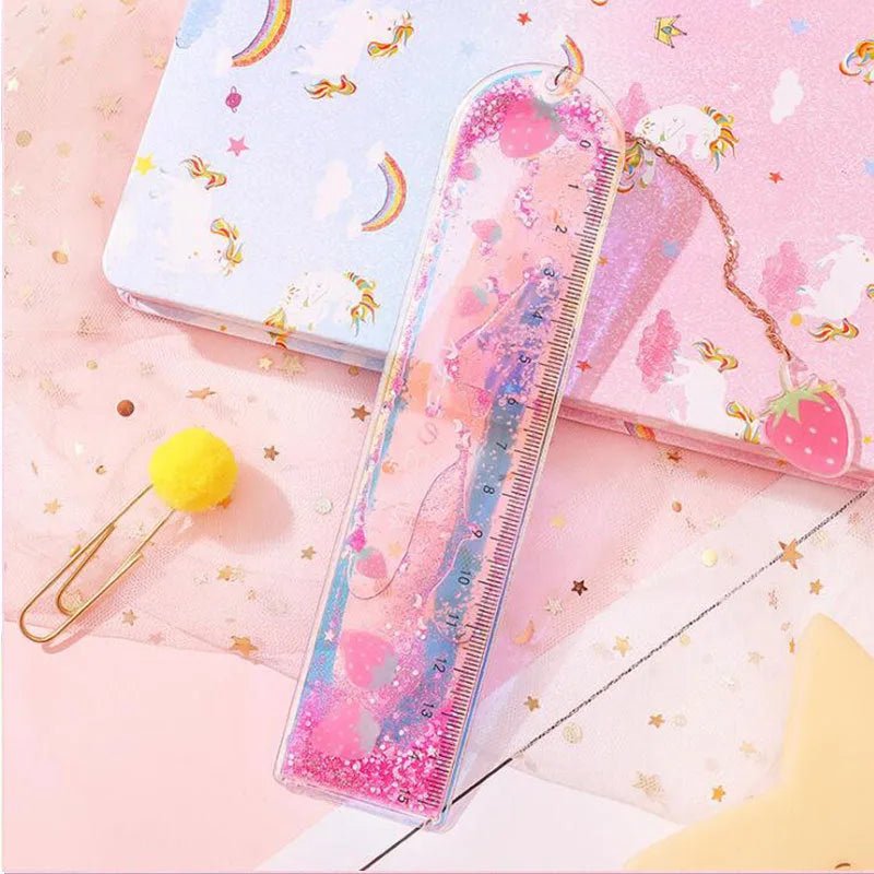 15cm heart-shaped bookmark ruler in pastel colours with laser-cut PVC construction