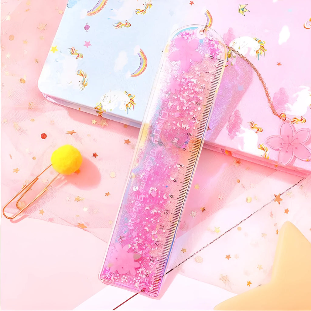15cm heart-shaped bookmark ruler in pastel colours with laser-cut PVC construction