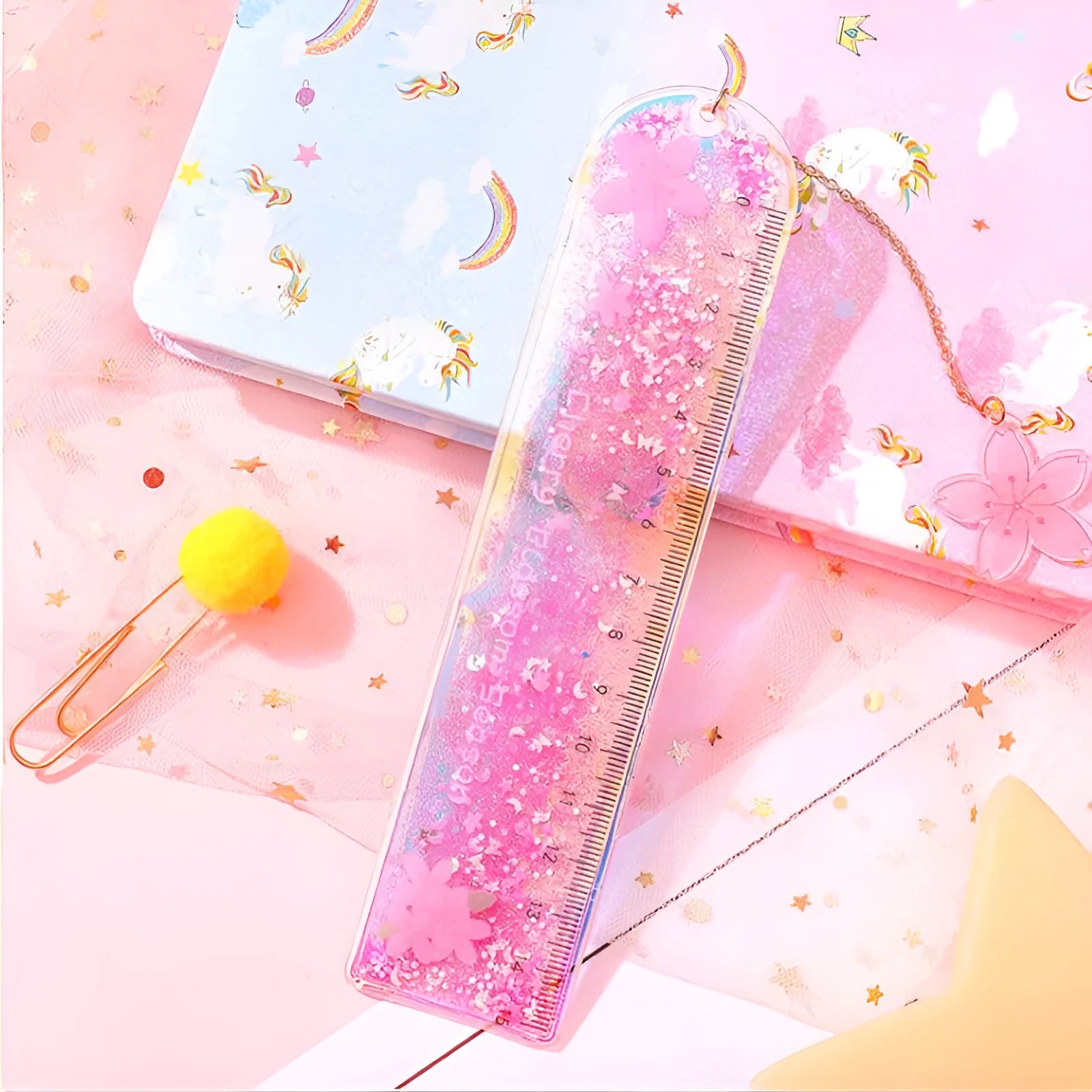 15cm heart-shaped bookmark ruler in pastel colours with laser-cut PVC construction