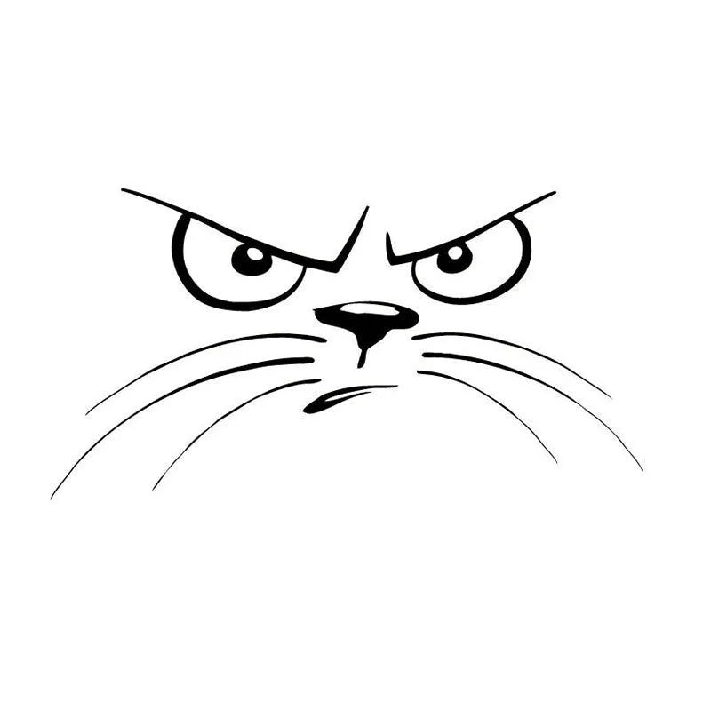 J-078 Not Happy Cat reflective car sticker, white, 16.5x9 cm, on car bumper