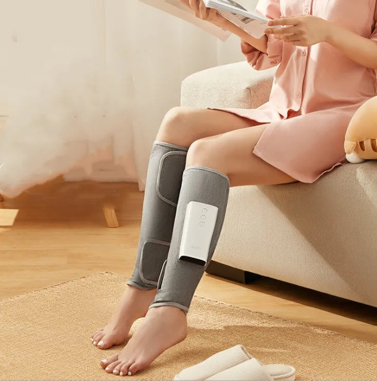 Cordless leg massager with air wave pneumatic compression and wireless remote