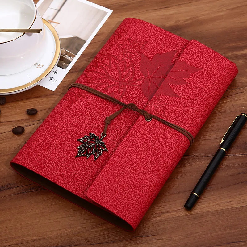 Retro PU leather notebook loose leaf diary with Daolin paper 132x85mm in brown