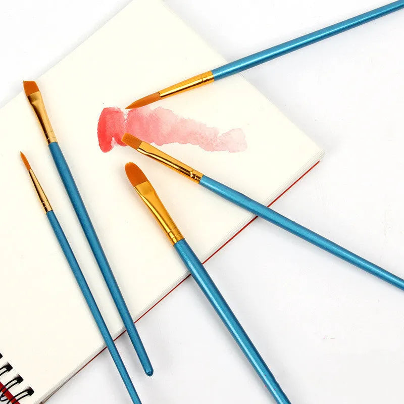 10-piece wooden handle gouache brush set with round heads for watercolour and oil painting