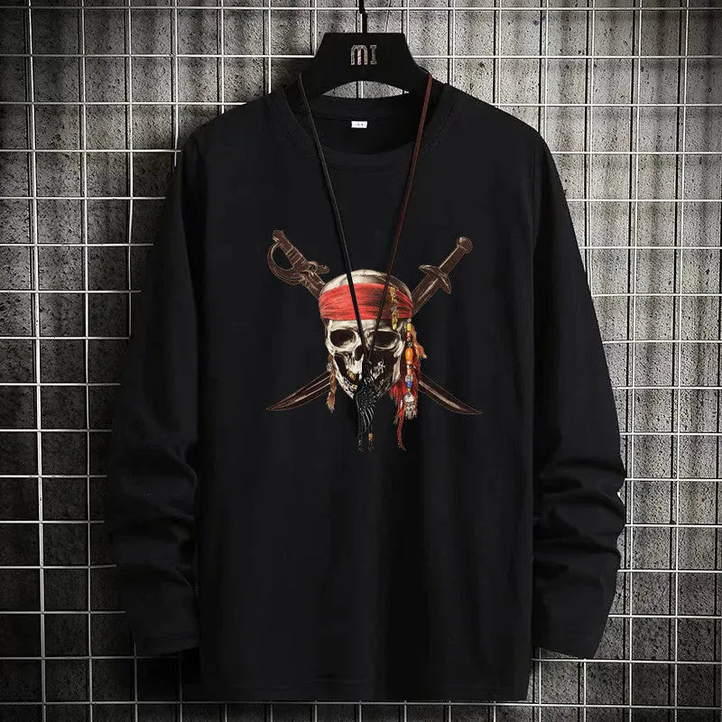 Women's loose fit round neck long sleeve T-shirt with letter print in grey, front view