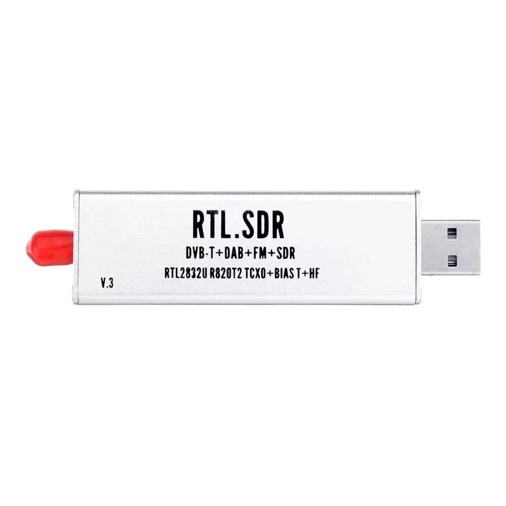 Black metal A300U all-band software defined radio SDR receiver with gold SMA connector.