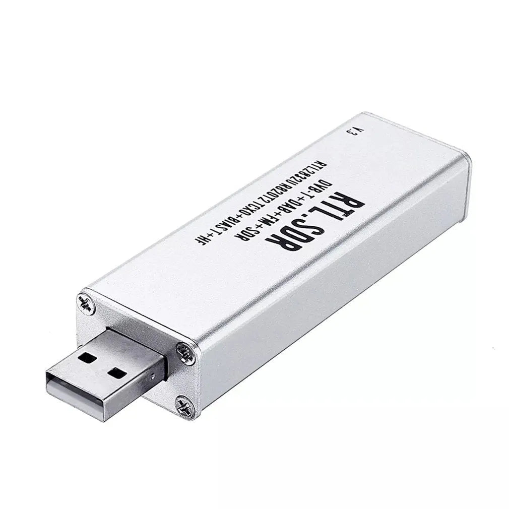 Black metal A300U all-band software defined radio SDR receiver with gold SMA connector.