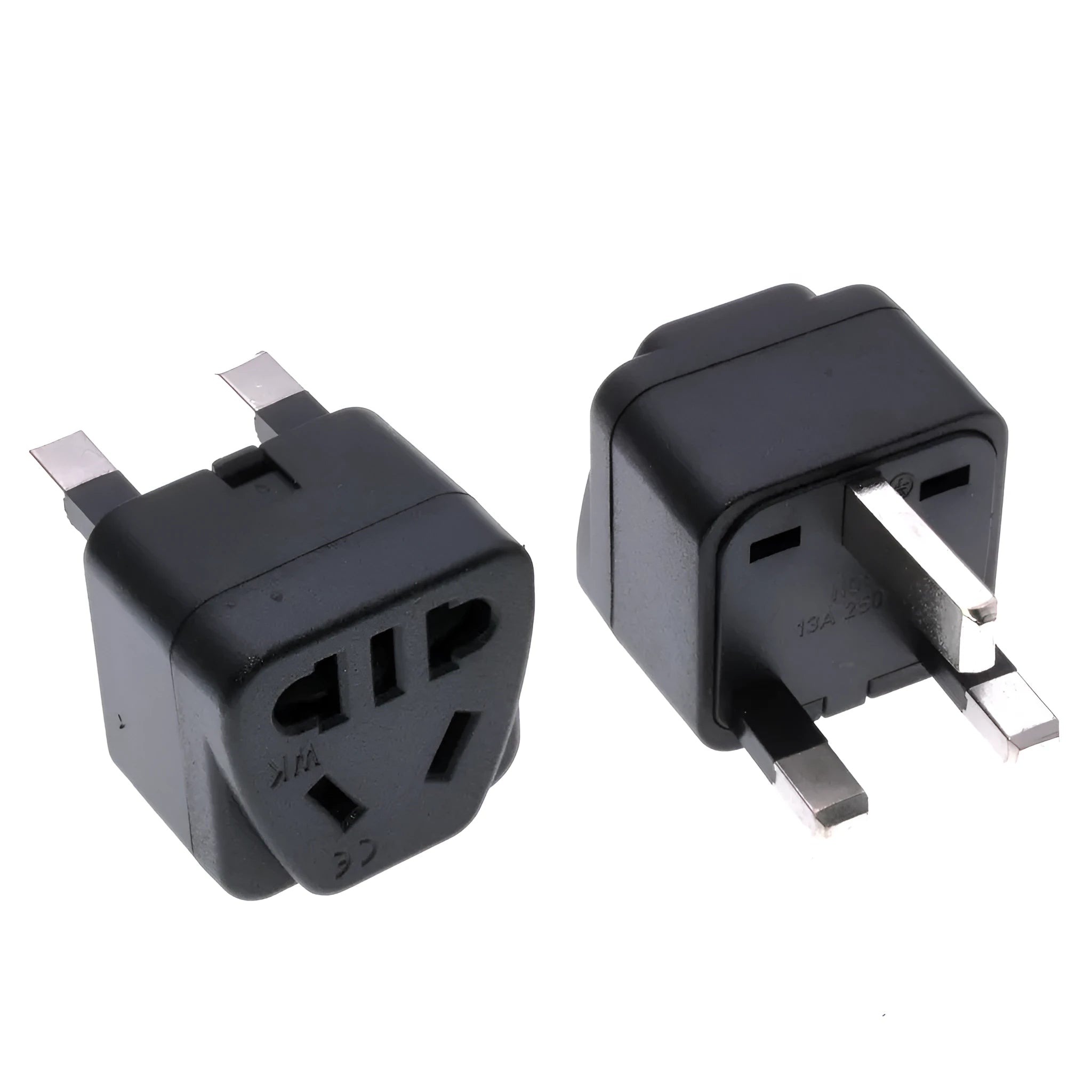 Square white international travel adapter with five power sockets