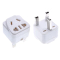 Square white and black three-pin grounded international power adapter.