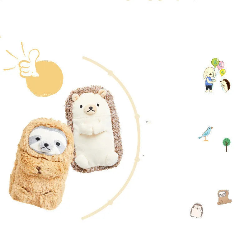 Plush velvet pencil case with fun character designs for male stationery organisation