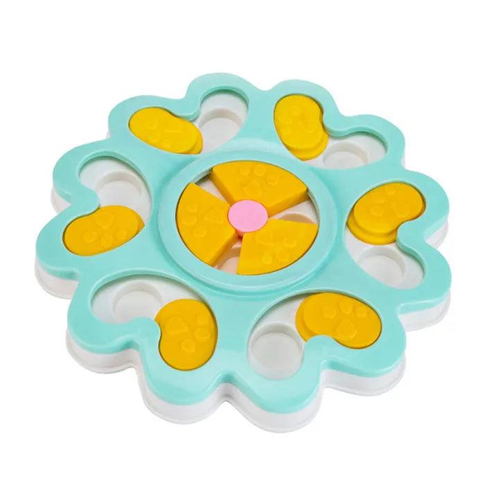 Dog treat dispenser slide puzzle toy in pink, blue, or grey, 25.0 cm x 25.0 cm x 3.0 cm, for puppy training and medium dogs