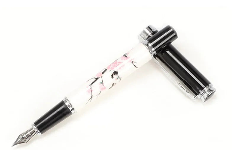 Ceramic colour lacquer pen with metal shell and wood finish, showing three nib sizes: 1.5mm art, 0.5mm writing, and 0.7mm signature